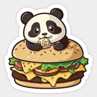 Cute Panda Eating Burger Sticker